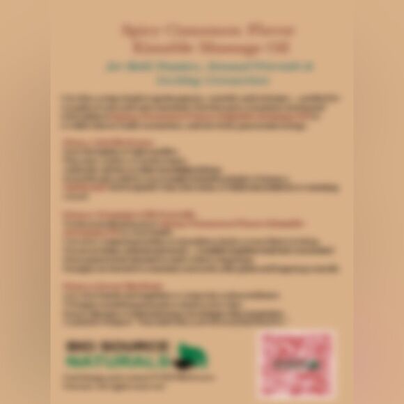 Spicy Cinnamon Kissable Massage Oil + Romantic Ritual Card & EFT Scripts - Picture 4 of 7